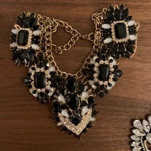 Black, gold and white bold statement necklace